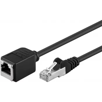 Wentronic Goobay CAT 5e pagarinātāja kabelis F/UTP, melns, 1 m - vara materiāls, RJ45 spraudnis (8P8C) RJ45 ligzda (8P8C) (91886)