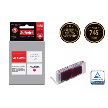 Activejet ACC-551MN tintas kasetne (aizstāj Canon CLI-551M; Supreme; 15 ml; magenta)