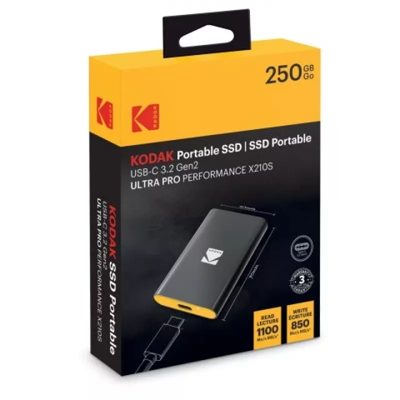 Portatīvais SSD Kodak X210S 250GB USB-C 3.2 Gen 2 EKSSD250GX210SK