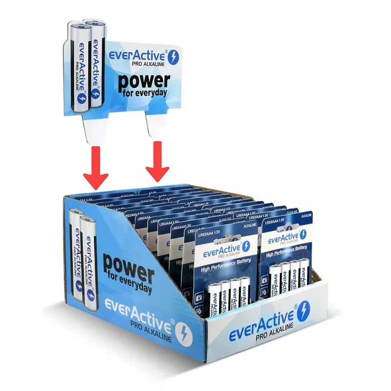 Alkaline baterijas everActive AAA LR03 1,5V 96 gab. iepakojums