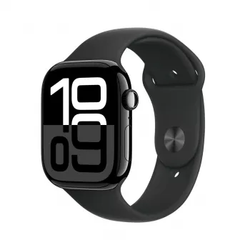 Apple Watch Series 10 GPS 46mm Jet Black Alumīnija Korpusā ar Melnu Sporta Siksniņu - M/L