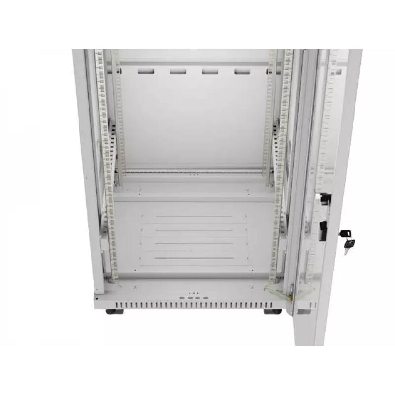 LANBERG 19 collu 32U stāvošais skapis 600×600 mm pelēks ar perforētām durvīm un LCD (plakanā iepakojumā)