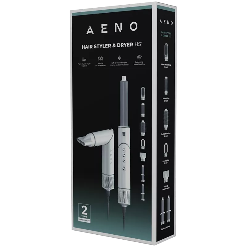 Universāls matu žāvētājs AENO, 220-240V~50/60Hz, 1200W, jonizators, 4 temperatūras režīmi, 3 ātruma režīmi, 98000 apgr./min, <85 dB