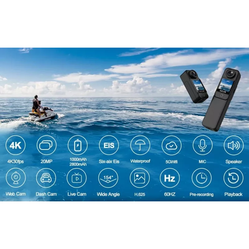 SJCam C300 darbības kamera 4K 30fps, ūdensnecaurlaidīgs korpuss