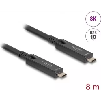 DeLOCK USB 3.2 Gen 2 aktīvais optiskais kabelis USB-C 8m melns 84256