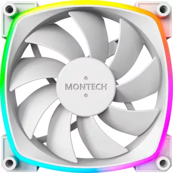 Montech AX120 120mm PWM ARGB korpusa ventilatori, 3 iepakojumā, balts