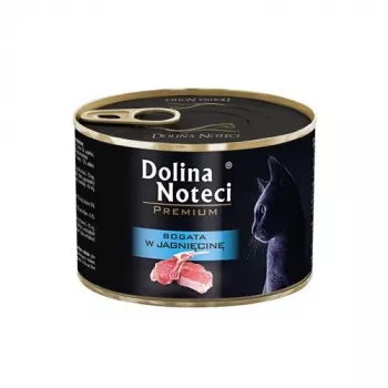Slapjā kaķu barība Dolina Noteci Premium jēra gaļa 185 g kārba — pieaugušiem kaķiem, hipersensitivitātes formula