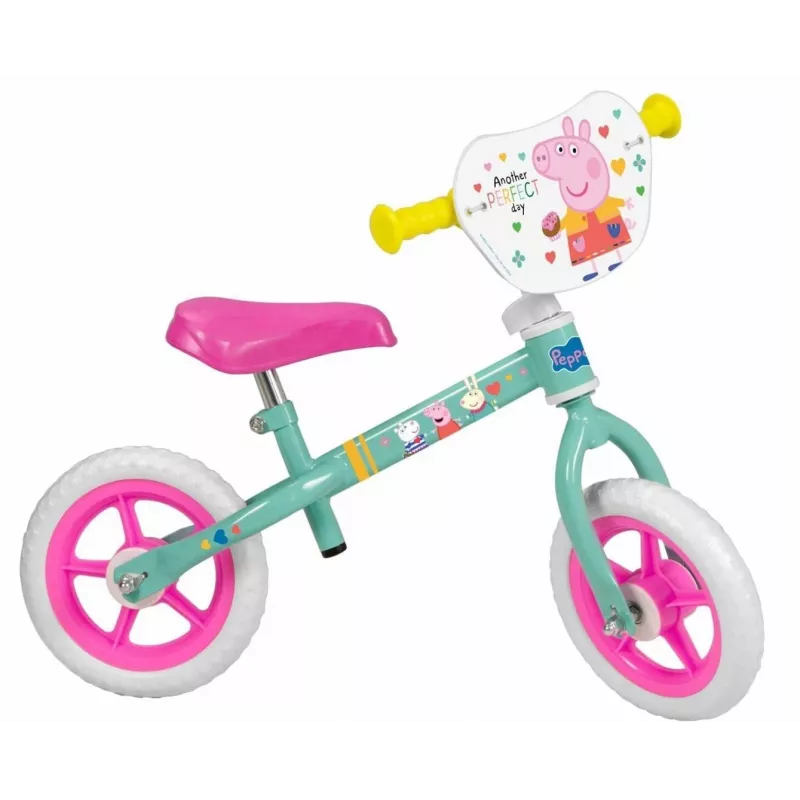 Bērnu velosipēds Toimsa TOI198 — tērauda rāmis 25,4 cm (10 collas), uniseks, rokas bremze, 2 riteņi, 3,5 kg, zaļš daudzkrāsains