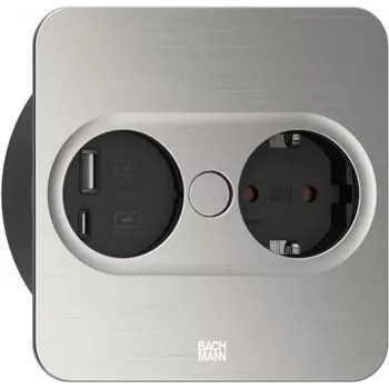 Iebūvējamā kontaktligzda Type F + USB A + USB C Bachmann 946.005 Nerūsējošais tērauds
