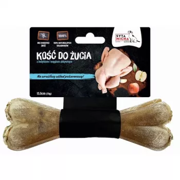 Dabīgs tītara košļājamais kauls suņiem SYTA MICHA 13.5 cm — zobu kopšanas našķis pieaugušiem suņiem, bez lipekļa un konservantiem