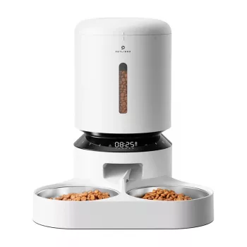 Automātiskā barotava mājdzīvniekiem Aptel Granary ar dubultbļodu 5L, balta