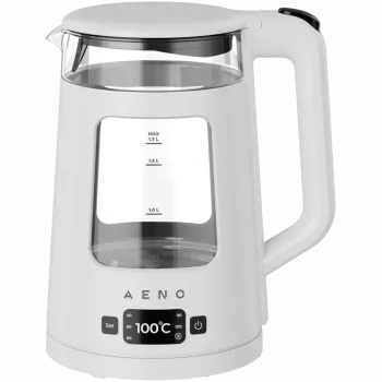 AENO Elektriskā tējkanna EK6: 1850-2200W, 2L, Strix, kvadrātveida korpuss, caurspīdīgs vāks, augstas izturības stikls, LED apgaismojums, automātiska izslēgšanās, aizsardzība pret sausu tvertni