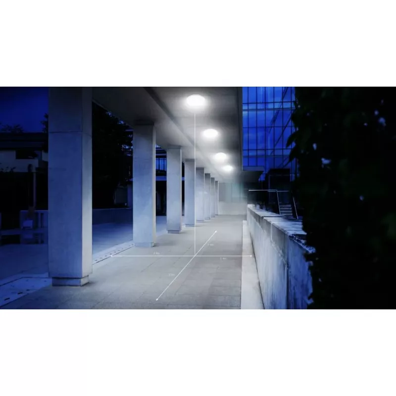 Griestu lampa Steinel DL Vario Quattro PRO S — apaļa LED lampa 14 W, balta, 310×69 mm, iebūvēts kustības sensors