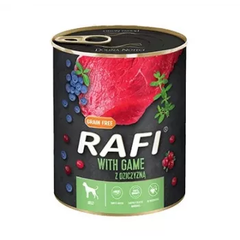 Slapjā suņu barība Dolina Noteci Rafi Dog brieža gaļa 800 g – konservēta pieaugušo suņu barība