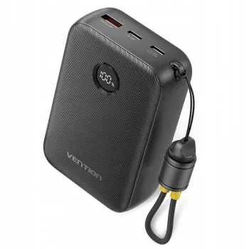 Pārnēsājams lādētājs Vention FKBB0-C 20000mAh power bank, 1x USB-A + 2x USB-C, Melns