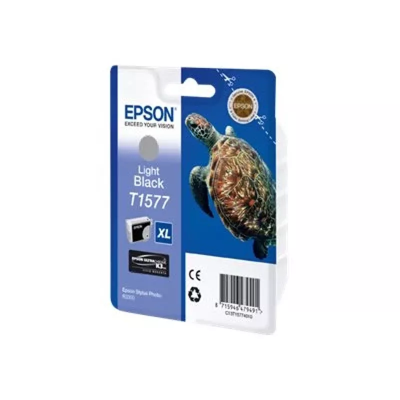 Epson Turtle T1577 Gaiši Melna, Augstas ietilpības (XL), Gaiši melna, Pigmenta tinte, 25.9 ml, 1 gab., 23000 lapas