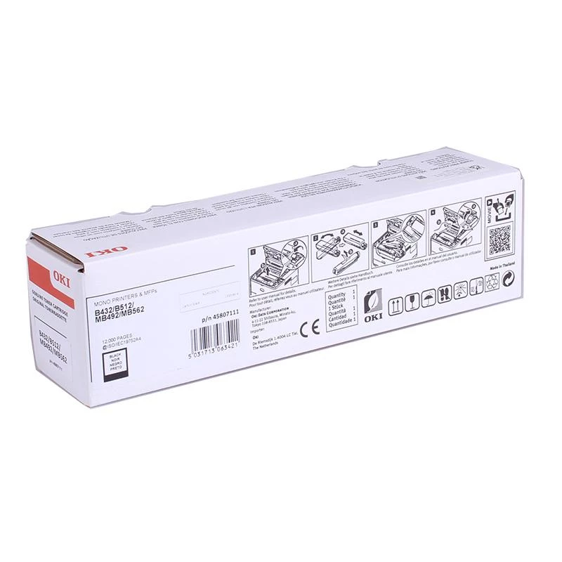 Oki B432 12K Tonera kasetne Ultra High Yield Melna 45807111 OK06342