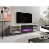 TV skapis cama meble POLO 180x33x39 cm ar elektrisko kamīnu 1400–1600 W, laminēts, balts/melns