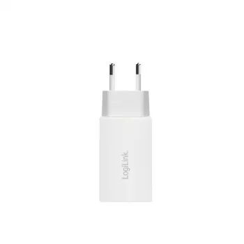 Divkāršs USB-C lādētājs 65W, 2xUSB-C, balts