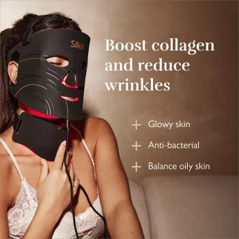 Sejas un kakla gaismas terapijas maska Silk'n FNLM2PEU001 — melna, bezvadu, pretnovecošanās/pretgrumbu