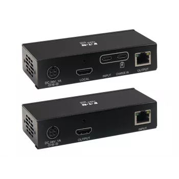 Eaton Tripp Lite Series USB-C uz HDMI pār Cat6 pagarinātāja komplekts ar KVM atbalstu, 4K 60Hz, 4:4:4, raidītājs/uztvērējs, USB, PoC, HDCP 2.2, līdz 70 m, TAA