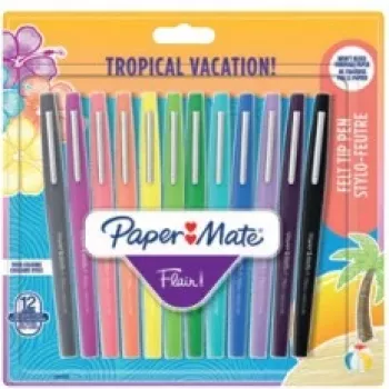 Felt pildspalvas Paper Mate Flair 1951029, smalka/vidēja, 12 krāsas