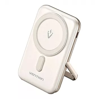 Power bank Vention 10000mAh Magnētiskais Bezvadu 20W — 10000 mAh, 3 A izeja, USB-C, balts
