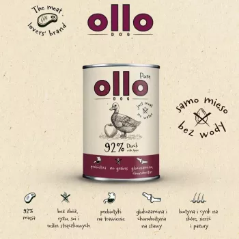 OLLO Pure Pīle ar ābolu - slapjā suņu barība - 400g