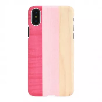 Korpuss iPhone X/XS no koka un polikarbonāta — Pink Pie White