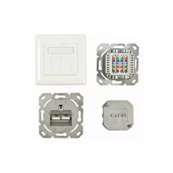 Synergy 21 S216358 - 2 x RJ-45 - 6a - Balts - 80 mm - 80 mm - 5,6 cm