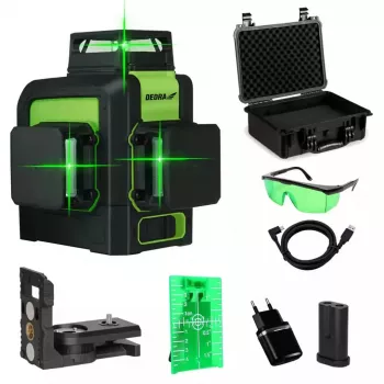 Lāzera līmeņrādis Dedra MC0904 Green — 30 m darbības rādiuss, zaļš stars, kompakts korpuss
