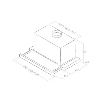 Iebūvējamā tvaika nosūcēja Elica ELITE 14 LUX 50 BL — 500 mm, alumīnija tauku filtrs, maks. izsūkšana 650 m³/h, troksnis 62 dB, LED apgaismojums 2700 K