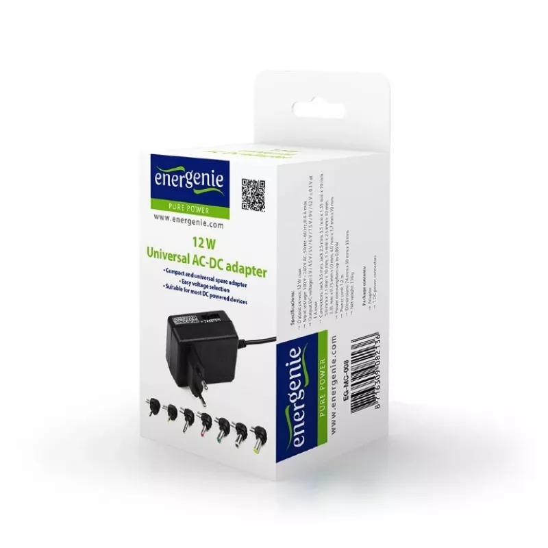 EnerGenie EG-MC-008 Barošanas avots/invertors 12 W Melns