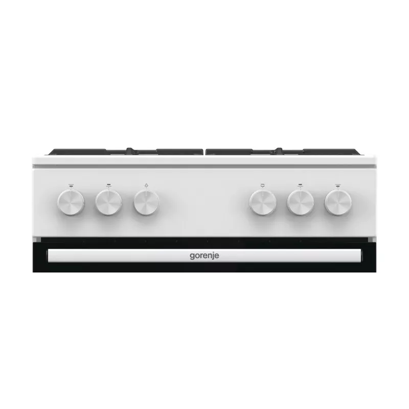 Brīvi stāvoša gāzes plīts Gorenje GG6A10WFFM, balta, 4 degļu virsma, 72 L gāzes cepeškrāsns, rotējošas priekšējās vadības