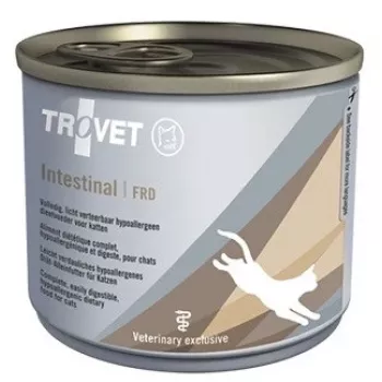 Slapjā kaķu barība TROVET Intestinal FRD 200 g — veterinārā diēta gremošanas atbalstam, vistas gaļa, pieaugušiem kaķiem, bez lipekļa un sojas