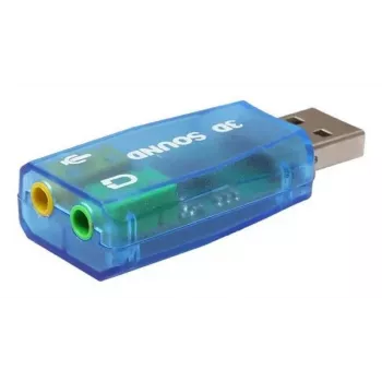 USB ārējā skaņas karte Gembird Virtus2 — USB interfeiss, 3.5 mm austiņu izeja, zils caurspīdīgs