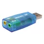USB ārējā skaņas karte Gembird Virtus2 — USB interfeiss, 3.5 mm austiņu izeja, zils caurspīdīgs
