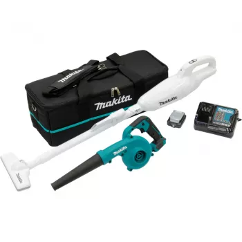 Battery-Kombo-Kit CLX245SAX1, 12V, Lapu Pūtējs Zils/melns, Litija-Jona Akumulators 2,0Ah, Akumulatora Putekļsūcējs un Akumulatora Pūtējs