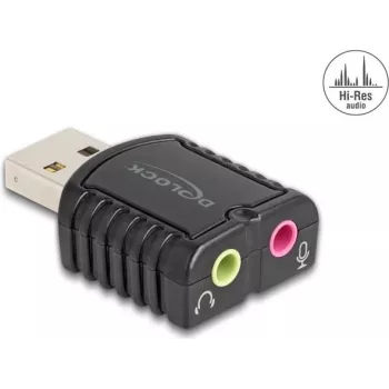 DeLOCK 65964 USB skaņas adaptieris ar 3.5 mm ligzdām, melns