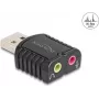 DeLOCK 65964 USB skaņas adaptieris ar 3.5 mm ligzdām, melns