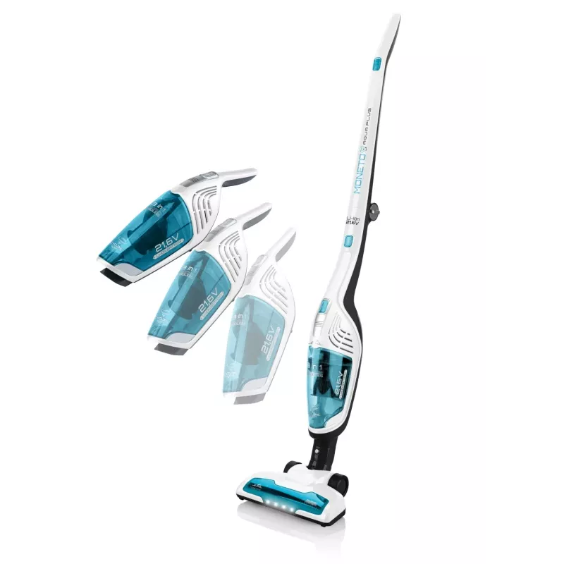 Bezvadu putekļsūcējs ETA Moneto II Aqua Plus 3-in-1 rokas/kāta modelis, mazgāšanas funkcija, 21,6 V, līdz 50 min darbības laiks