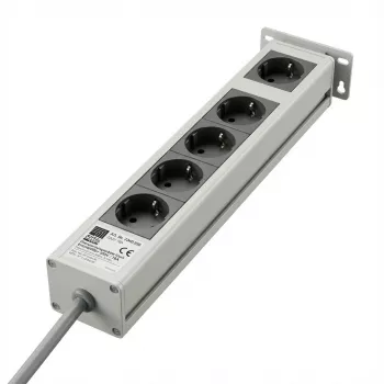 Rittal 7240230 19" statņa kontaktligzdu josla, 1U, pārsprieguma aizsardzība ar traucējumu filtru, 5 ligzdas, 230 V/16 A, 2 m
