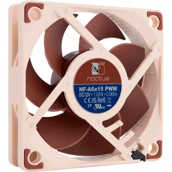 Korpusa ventilators Noctua NF-A6x15 PWM 60mm, PWM vadība, zema trokšņa konstrukcija