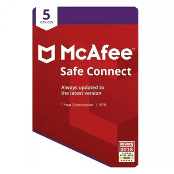 McAfee Safe Connect VPN atslēga – 5 ierīcēm, gadam