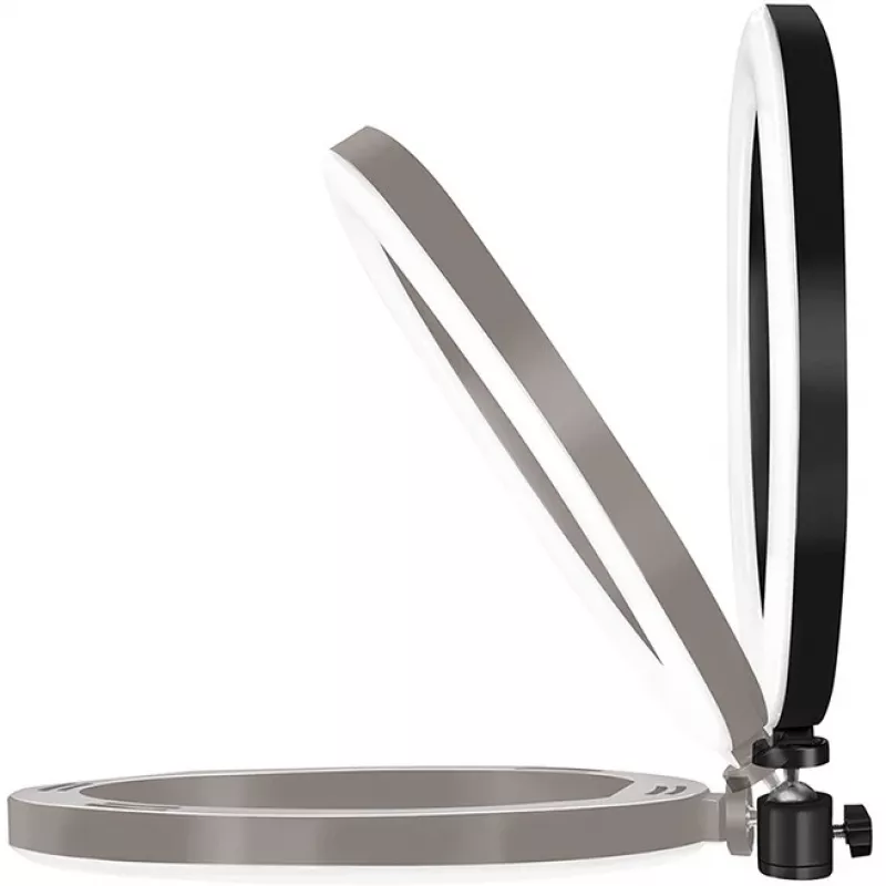 LogiLink AA0151 LED gredzenveida lampa viedtālruņiem, Ø 200 mm, 3 gaismas krāsu režīmi, regulējams spilgtums, 1/4 collas statīva vītne, ar tālruņa turētāju, USB, 1,8 m vads, melnā krāsā