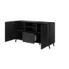 Kumode cama meble ABETO 150x42x82 cm, spīdīgi melna, MDF rāmis, 1 atvilktne