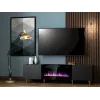 TV skapis Cama Meble PAFOS EF ar elektrisko kamīnu 180x42x49 cm, melns matēts, 2 durvis, 1400–1600 W
