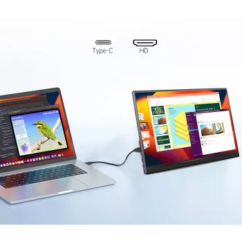 Portatīvais monitors klēpjdatoriem, telefoniem un konsolēm Extralink Smart Life 14, USB-C/micro-HDMI