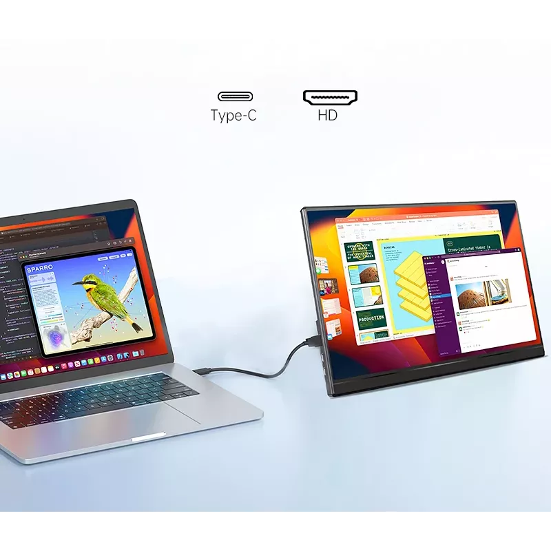 Portatīvais monitors klēpjdatoriem, telefoniem un konsolēm Extralink Smart Life 14, USB-C/micro-HDMI