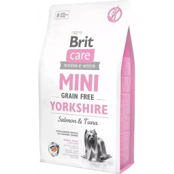 Sausā suņu barība Brit Care Mini Grain Free Yorkshire 2 kg — Lasis un Tuncis, 30% Olbaltumvielas, 19% Tauki, Bezglutēna un Bezlaktozes